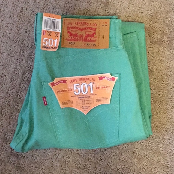 Mint Green Shrink To Fit Denim Jeans 